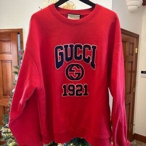 Men’s Gucci logo embroidered cotton jersey sweatshirt, size XL made in Italy